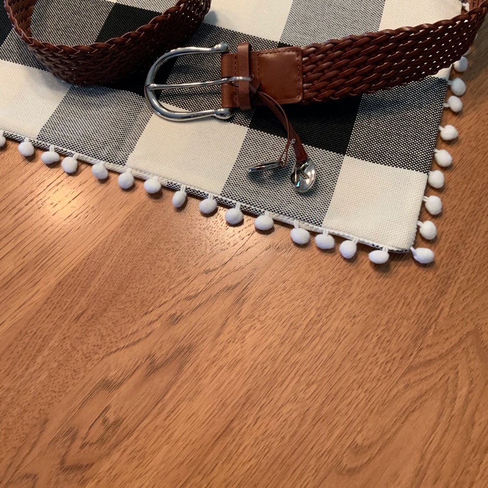 MK brown leather woven belt XL